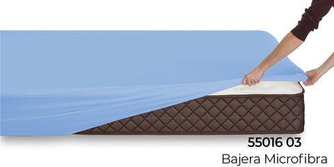 Sábana Bajera Ajustable Microfibra cama 135cm Celeste