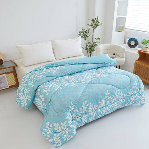 Edredón Estampado 90cm (180x240cm) Hojas Azul