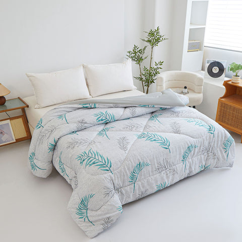 Edredón Estampado 150cm (240x260cm) Hojas Claro