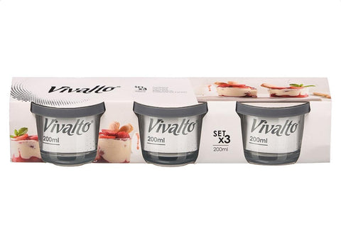 Set 3 Fiambreras Redondas Grises 200ml