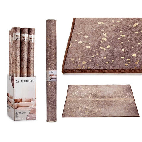 Alfombra Marrón 133x190cm con Manchas Doradas