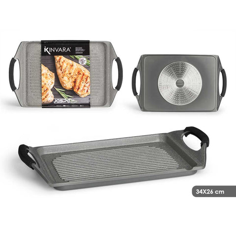 Asador Gris 34x26cm Plano Aluminio Fundido Inducción