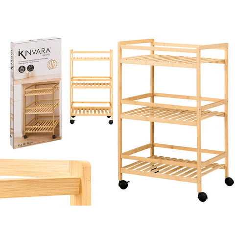 Carro Ancho Bambú 3 Alturas Ruedas