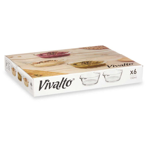 Pack 6 Cazuelas de Vidrio Aperitivo Redondas con Asas 150ml