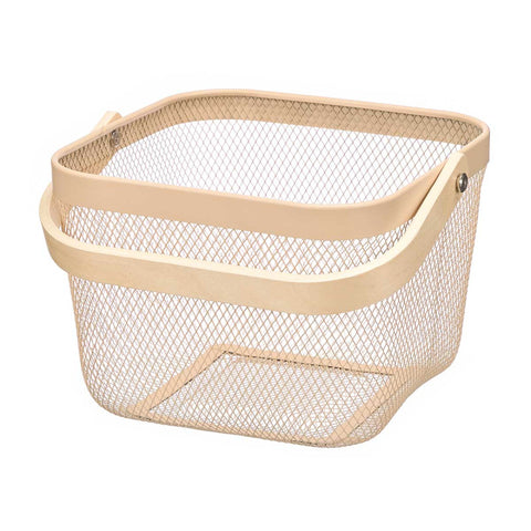 Cesta Cuadrada Asa Bambú Beige 26x26x17.5cm