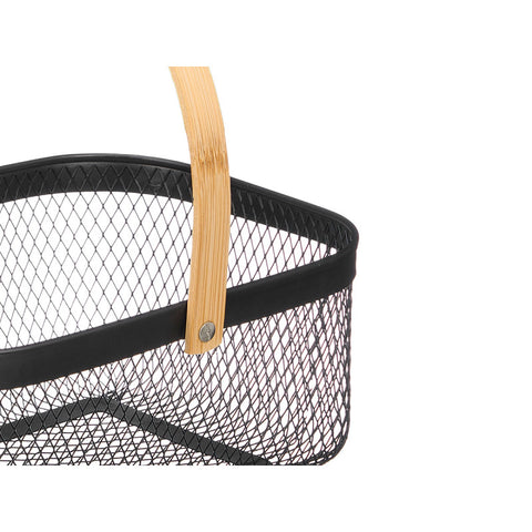 Cesta Rectangular Negra Asa Bambú 19x26.5x10.7cm