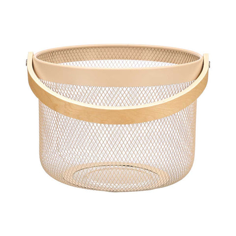 Cesta Redonda Asa Bambú Beige 27x28x20cm