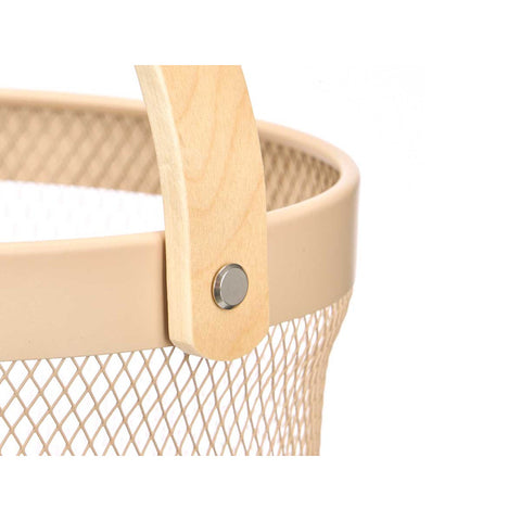 Cesta Redonda Asa Bambú Beige 27x28x20cm