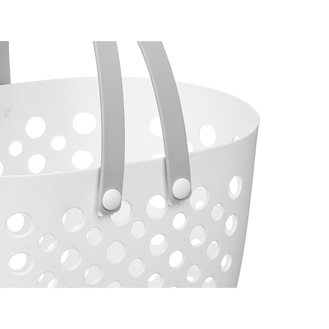 Cesto Ovalado Blanco Asas Gris 20x33x19cm