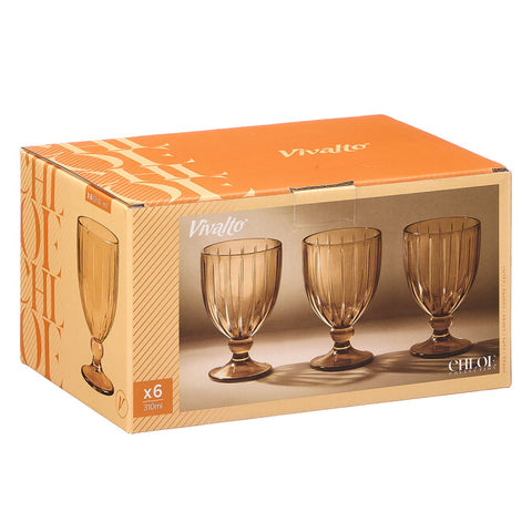Pack 6 Copas Vino Rayas 310ml Ámbar