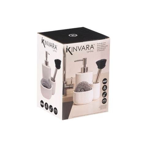 Dosificador Cocina Estropajo Cepillo Blanco