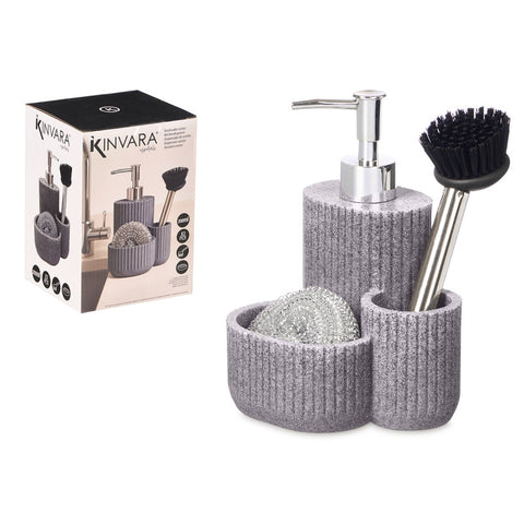 Dosificador Cocina Estropajo Cepillo Gris