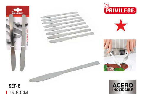 Set 8 Cuchillos de Mesa Acero Inoxidable