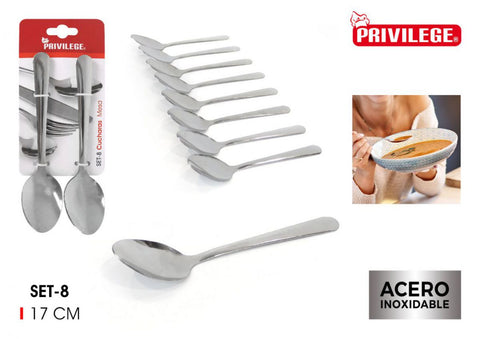 Set 8 Cucharas de Mesa Acero Inoxidable
