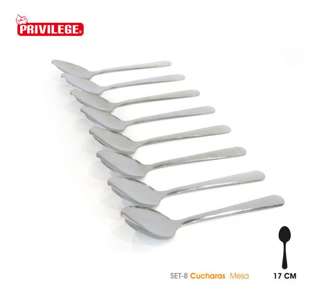 Set 8 Cucharas de Mesa Acero Inoxidable