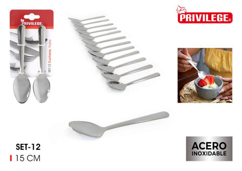 Set 12 Cucharas de Postre Acero Inoxidable Privilege