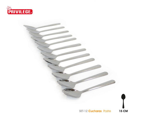 Set 12 Cucharas de Postre Acero Inoxidable Privilege