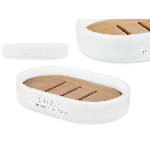 Jabonera Resina Bambú Blanco