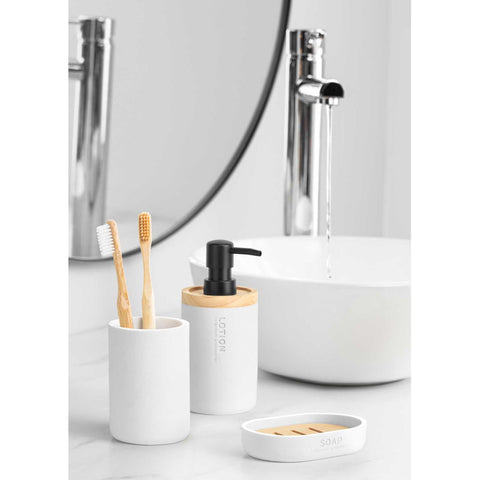 Jabonera Resina Bambú Blanco