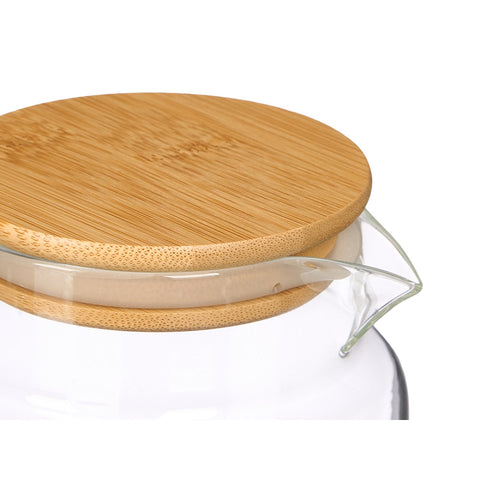 Jarra Borosilicato Cuadrada Tapa Bambú 1,5 Litros