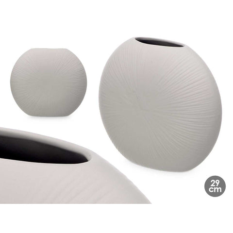 Jarrón de Cerámica Circular 29cm Gris