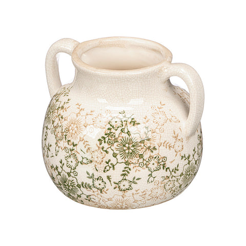 Jarrón Nonna 2 Asas Verde Beige 16cm