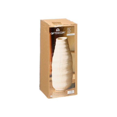 Jarrón Sahara Botella Rayas Blanco 36cm