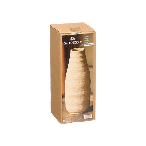Jarrón Sahara Botella Rayas Tierra 36cm