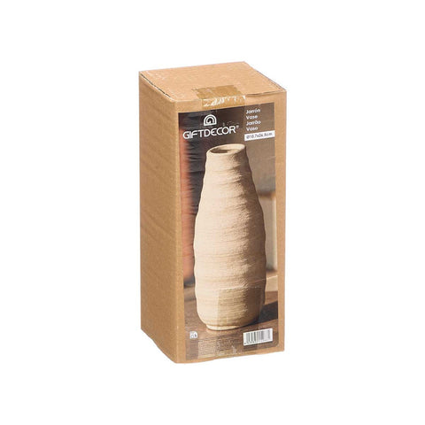 Jarrón Sahara Botella Rayas Tierra 26cm