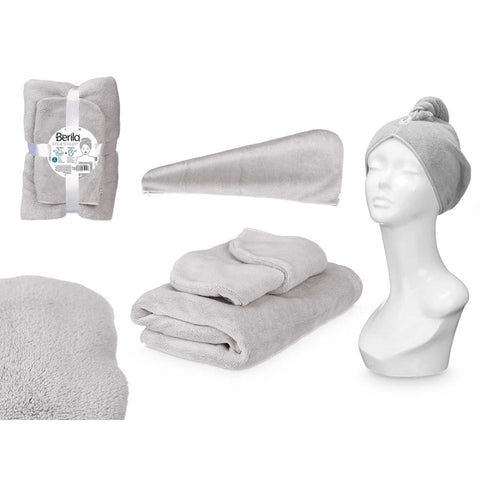 Juego Toalla Capucha Gris Claro