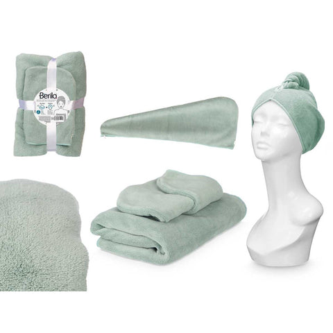 Juego Toalla Capucha Menta