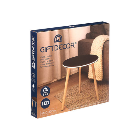 Mesa Auxiliar 40cm Led Negra