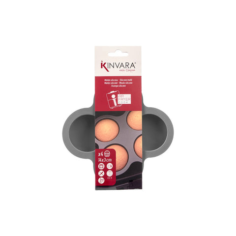 Molde Freidora de Aire Silicona 4 Compartimentos Gris