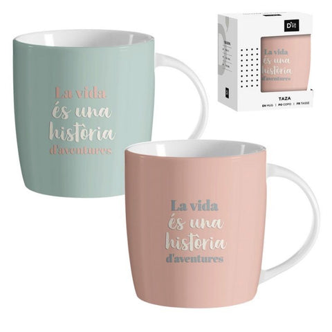 Taza Mug 350ml Catalán 2 Modelos (La Vida es una Història d'Aventures)