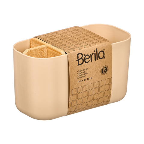 Organizador Plástico Bambú 5 Huecos Beige