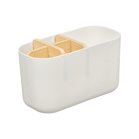 Organizador Plástico Bambú 5 Huecos Blanco
