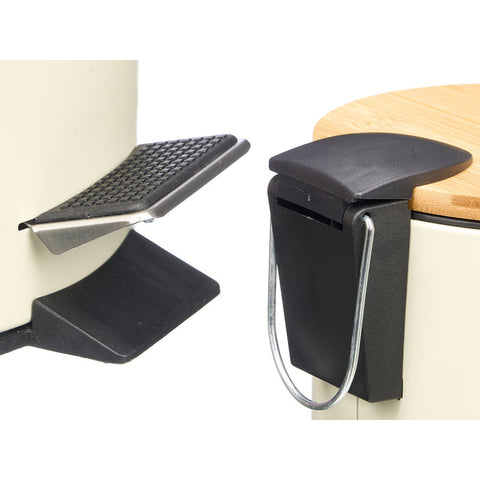 Papelera Metal Tapa Bambú 3L Beige