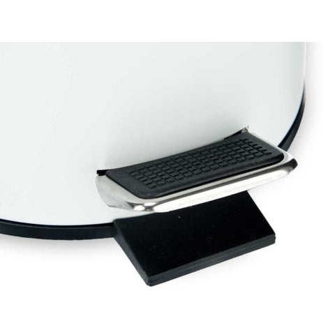 Papelera Metal Tapa Bambú 3L Blanca