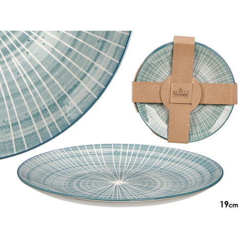 Plato Postre Rayas Azul 19cm