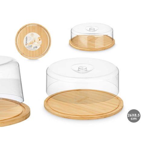 Quesera Redonda Bambú 26x8,5cm