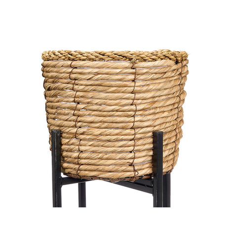 Set 2 Maceteros Mimbre Natural Patas Metal