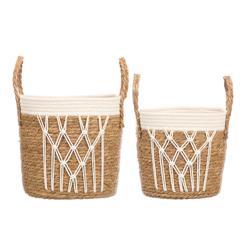 Set 2 Maceteros Macramé Trenzado Blanco