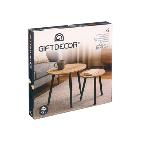 Set 2 Mesas Auxiliares 39cm 48cm Patas Negras