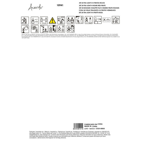 Set 24 Velas Tea Lights 4h Frutos Rojos