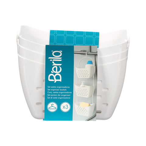 Set 3 Cestas Organizadoras Baño Colgar Blanca