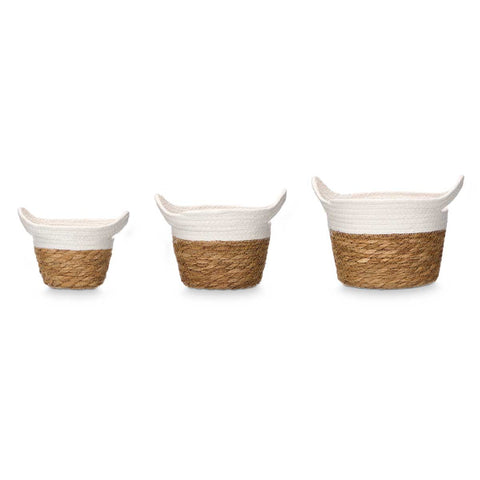 Set 3 Cestos Redondos Asas 16cm Blanco