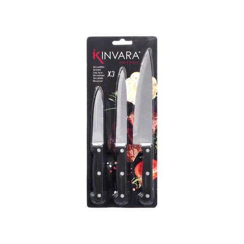Set 3 Cuchillos Mango Negro