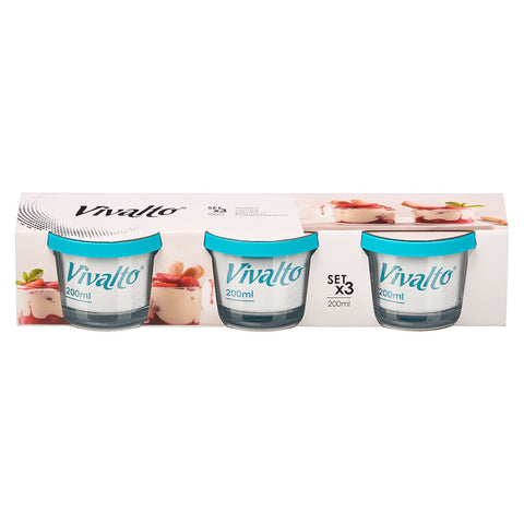 Set 3 Fiambreras Redondas Azul 200ml