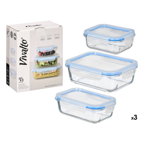 Set 3 Fiambreras Herméticas Rectangulares con Tapa