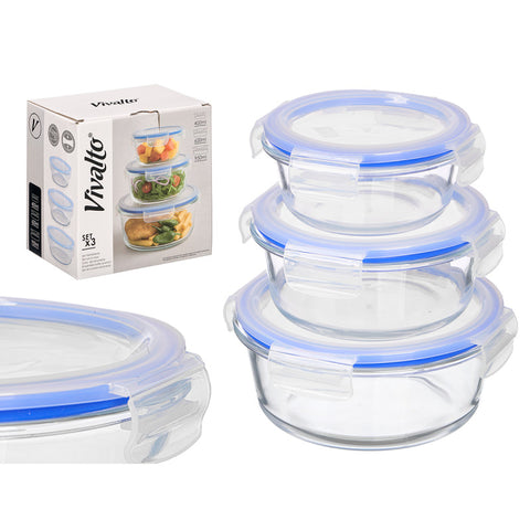 Set 3 Fiambreras Herméticas Tapa Redonda
